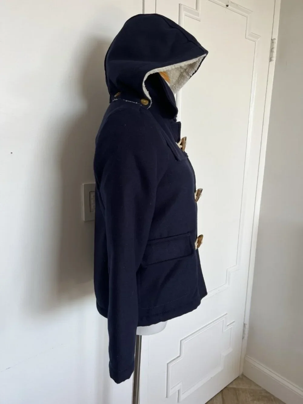 Oshkosh B'Gosh Youth Child Sz 12 Toggle Jacket Removable Hood Navy Blue Sherpa